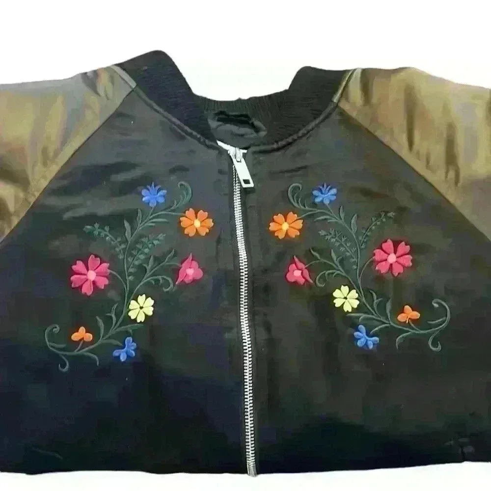 LOVE DESTROYED Embroidered Bomber Jacket Size Medium​ - Picture 7 of 7